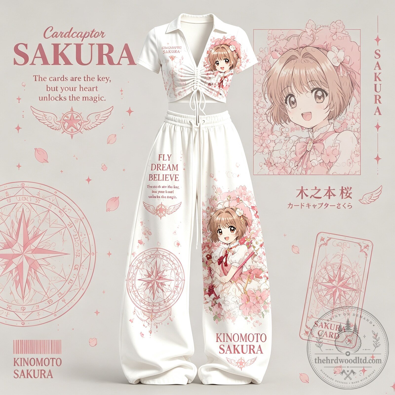Cardcaptor Sakura Kinomoto Anime Character White Two-Piece Loungewear Set