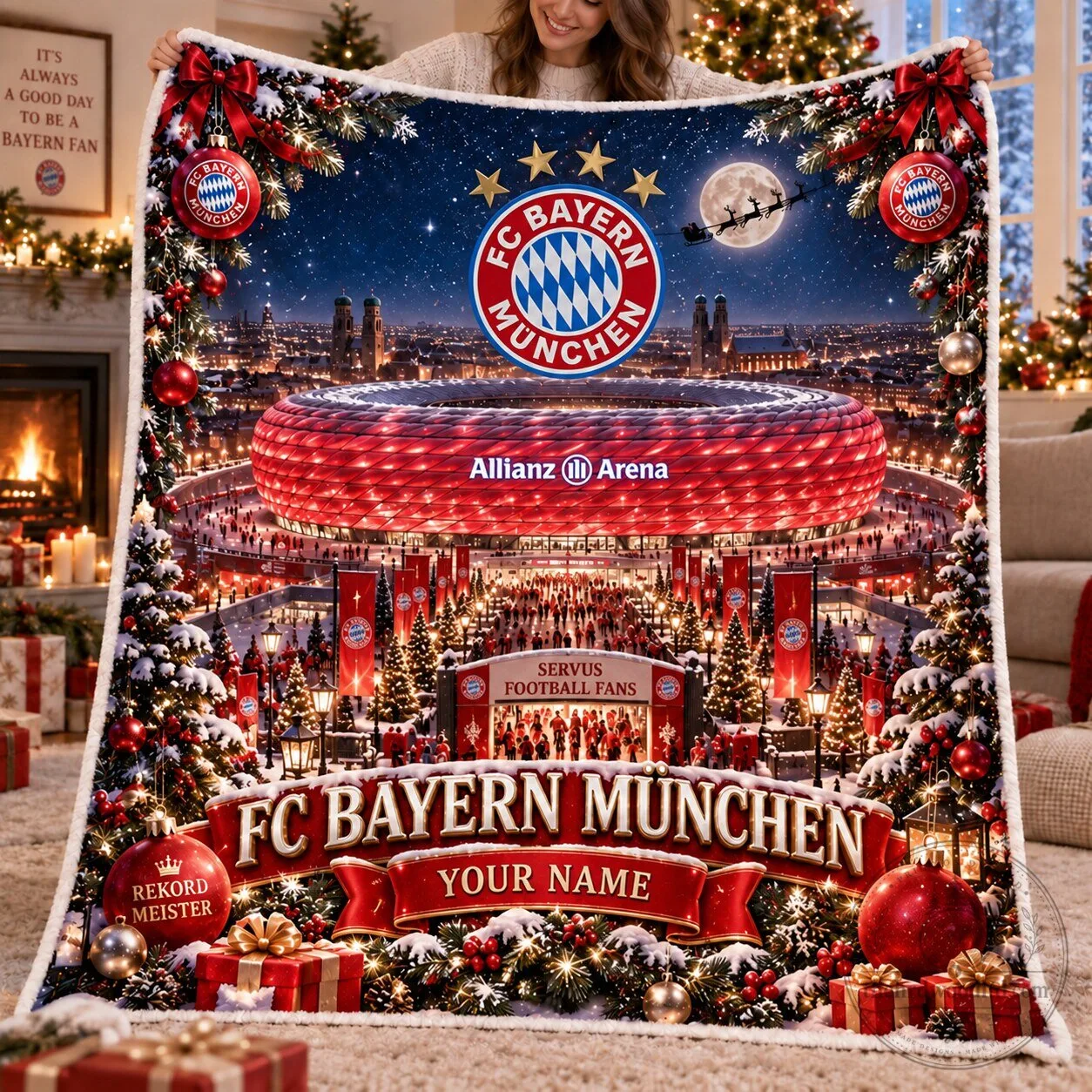 Bayern Munich Football Club Allianz Arena Christmas Fleece Blanket
