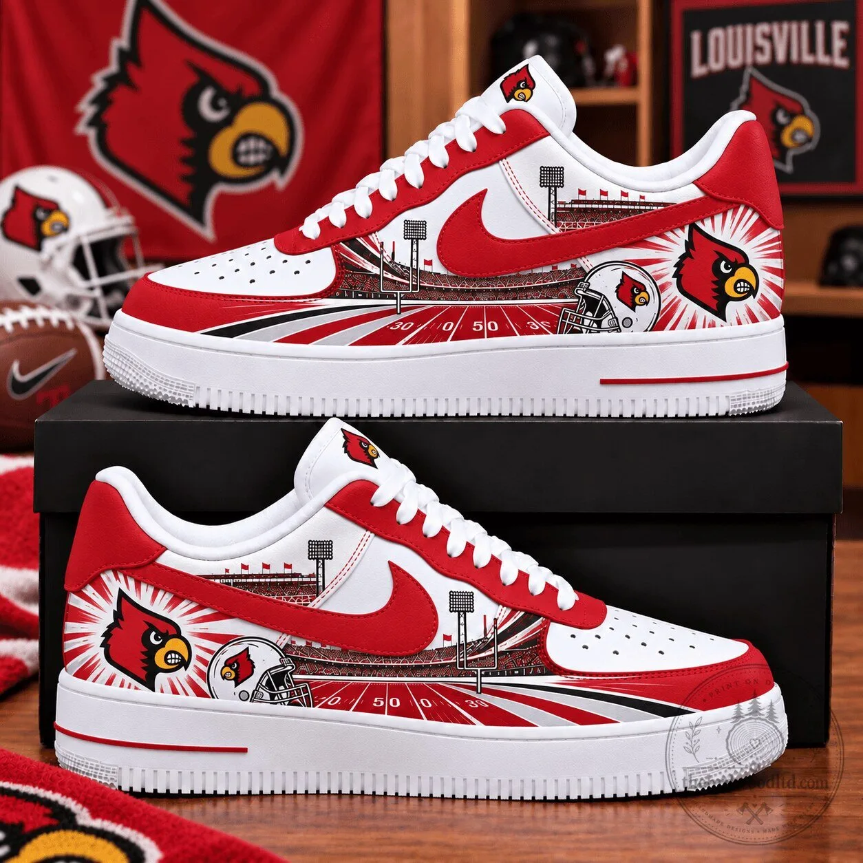 Louisville Cardinals Football Stadium Custom Designed Athletic Shoes