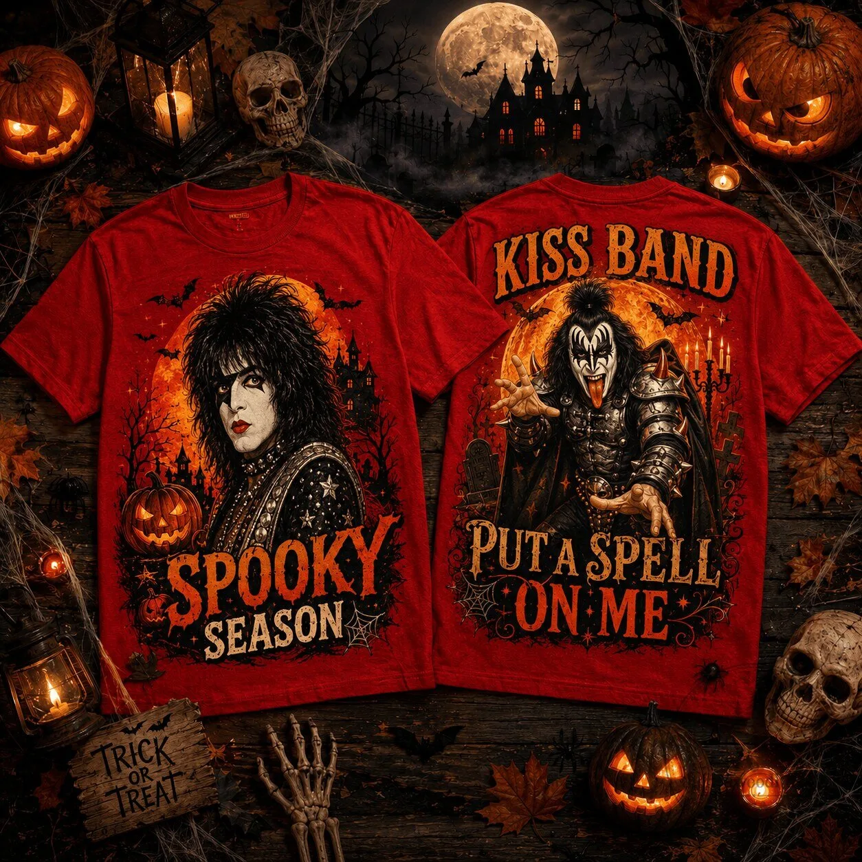 KISS Band Spooky Season Shirt with Paul Stanley and Gene Simmons Halloween Design