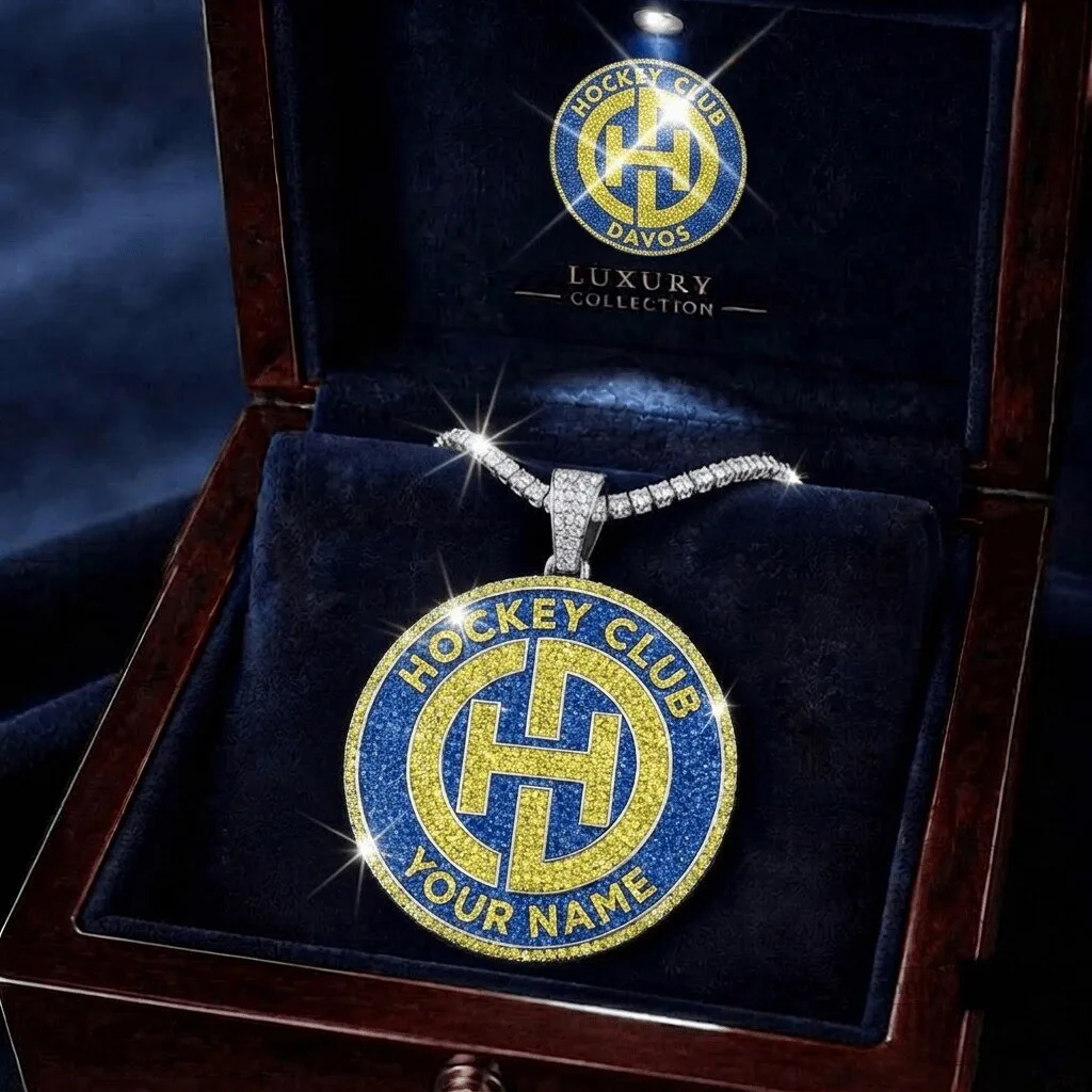 Hockey Club Davos Custom Name Luxury Collection Diamond Pendant Necklace