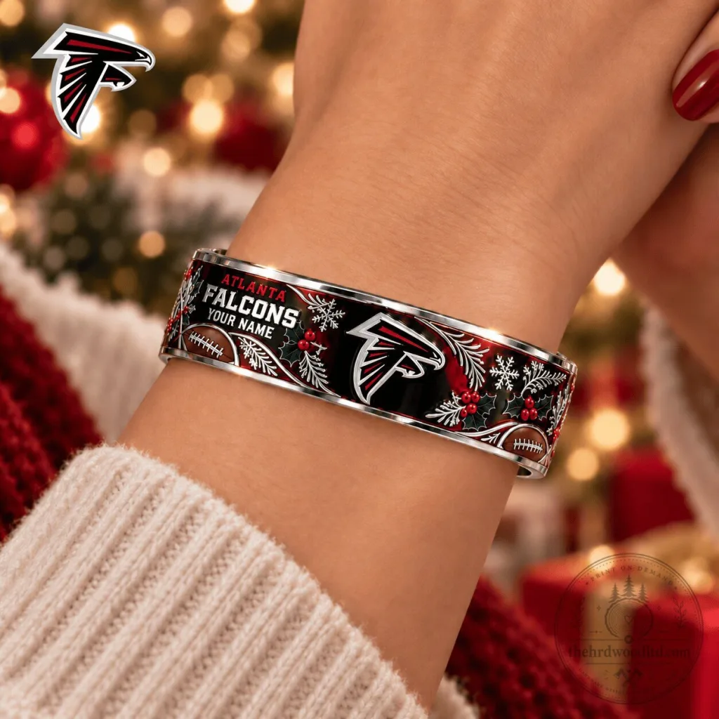 Atlanta Falcons Christmas Football Personalized Cuff Bracelet Atlanta Falcons Christmas Football Personalized Cuff Bracelet