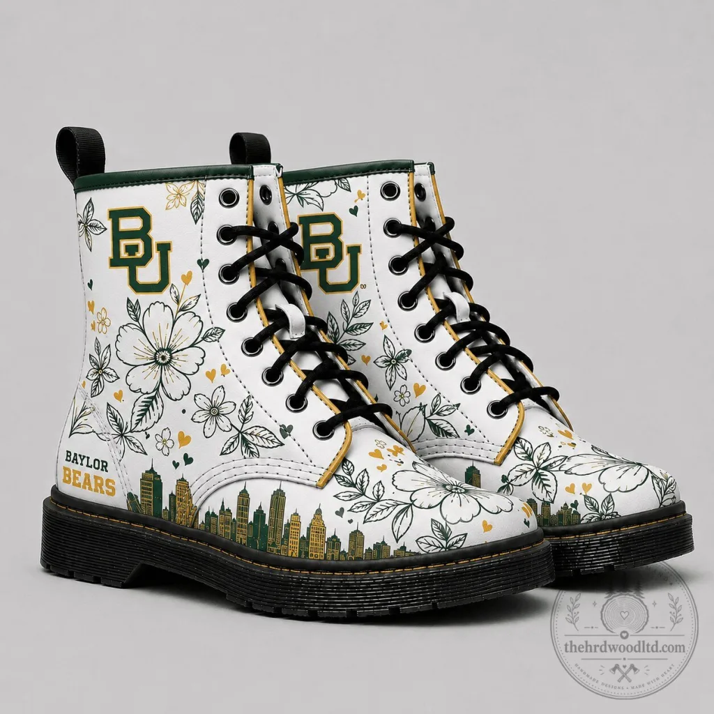 Baylor Bears Floral Pattern Combat Boots Baylor Bears Floral Pattern Combat Boots