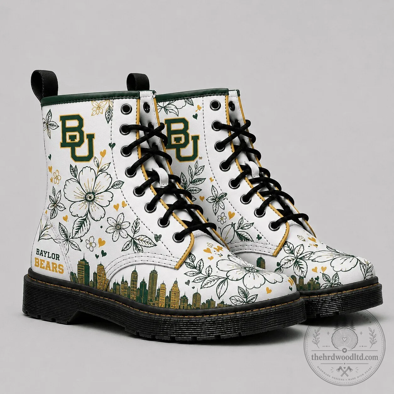 Baylor Bears Floral Pattern Combat Boots