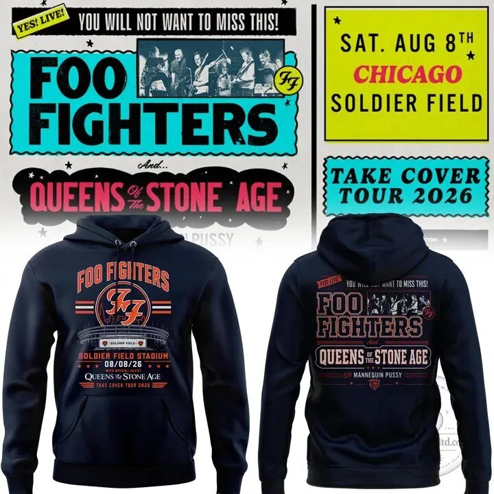 Hoodie for the 2026 Concert Tour at Soldier Field Stadium by Foo Fighters