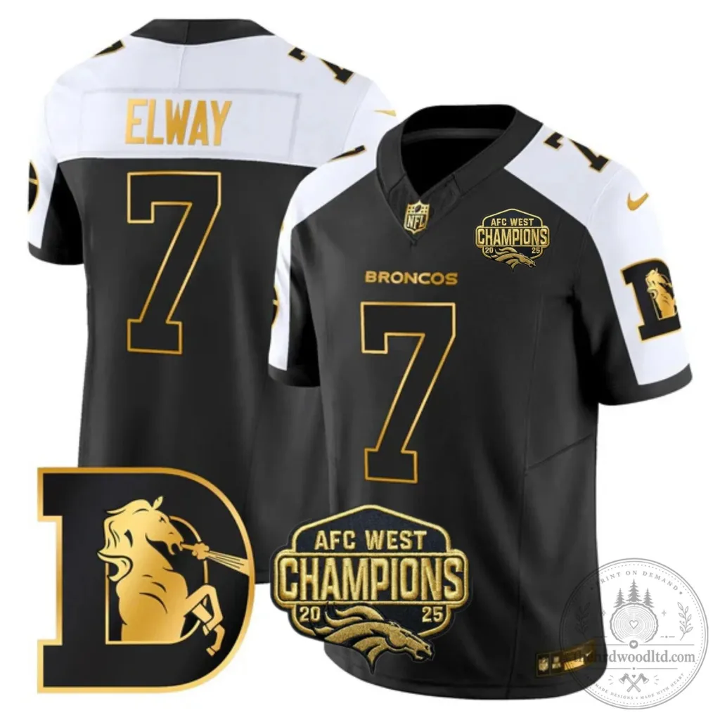 AFC West Champions Denver Broncos John Elway Number 7 Black Football Jersey AFC West Champions Denver Broncos John Elway Number 7 Black Football Jersey