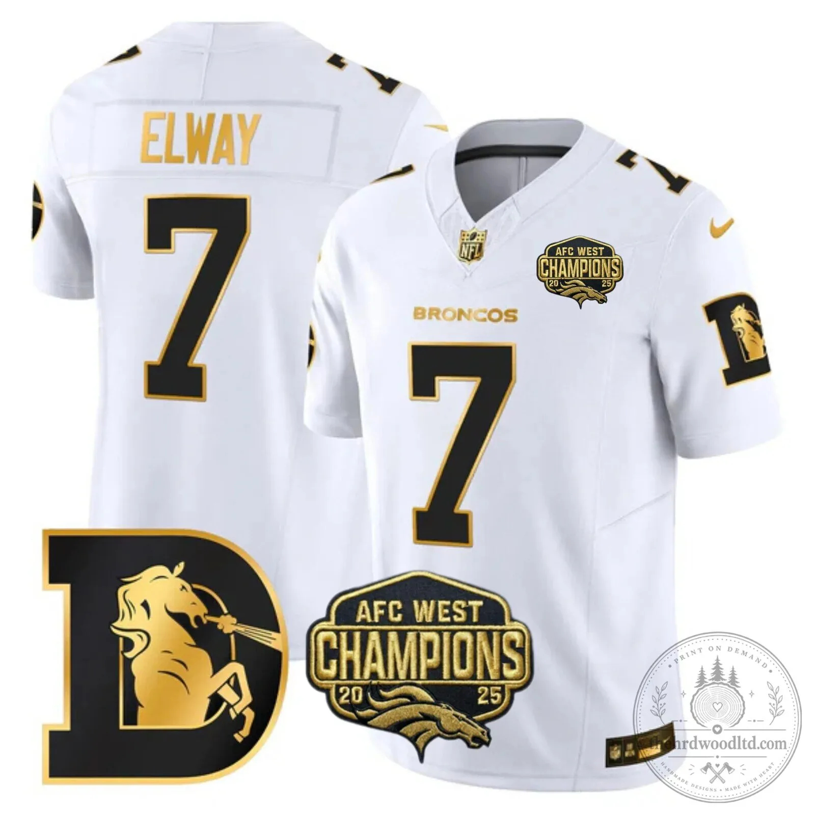 AFC West Champions Denver Broncos John Elway Number 7 Black Football Jersey 34 AFC West Champions Denver Broncos John Elway Number 7 Black Football Jersey