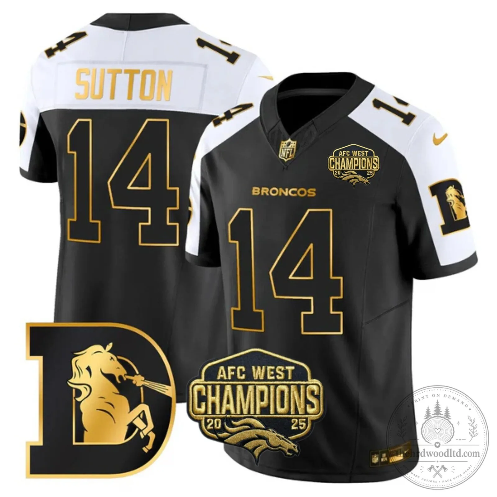 AFC West Champions Denver Broncos John Elway Number 7 Black Football Jersey 44 AFC West Champions Denver Broncos John Elway Number 7 Black Football Jersey