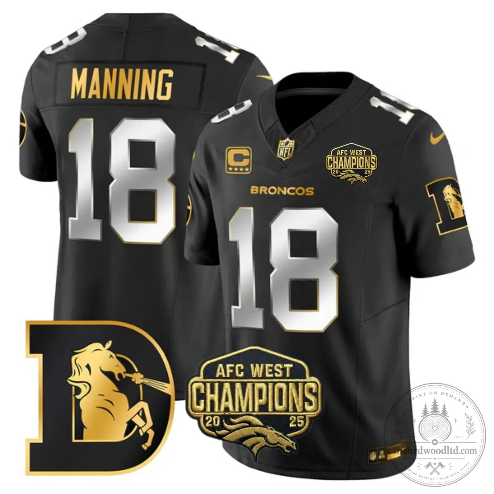AFC West Champions Denver Broncos John Elway Number 7 Black Football Jersey 45 AFC West Champions Denver Broncos John Elway Number 7 Black Football Jersey
