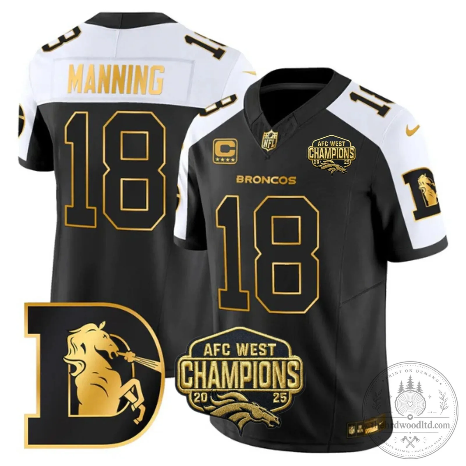 AFC West Champions Denver Broncos John Elway Number 7 Black Football Jersey 46 AFC West Champions Denver Broncos John Elway Number 7 Black Football Jersey