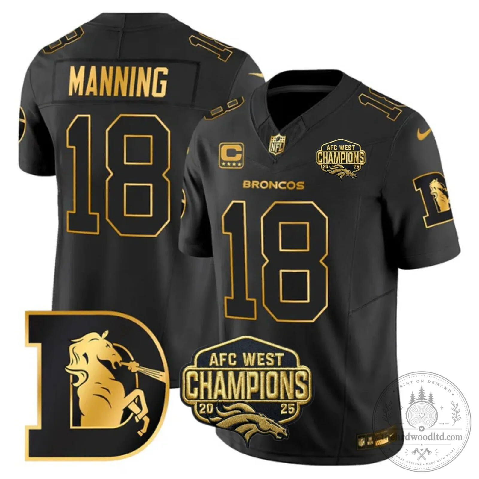 AFC West Champions Denver Broncos John Elway Number 7 Black Football Jersey 53 AFC West Champions Denver Broncos John Elway Number 7 Black Football Jersey
