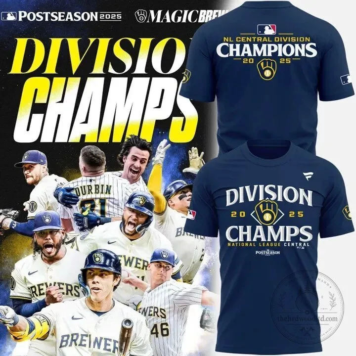2025 National League Central Division Champions T-Shirt - Milwaukee Brewers
