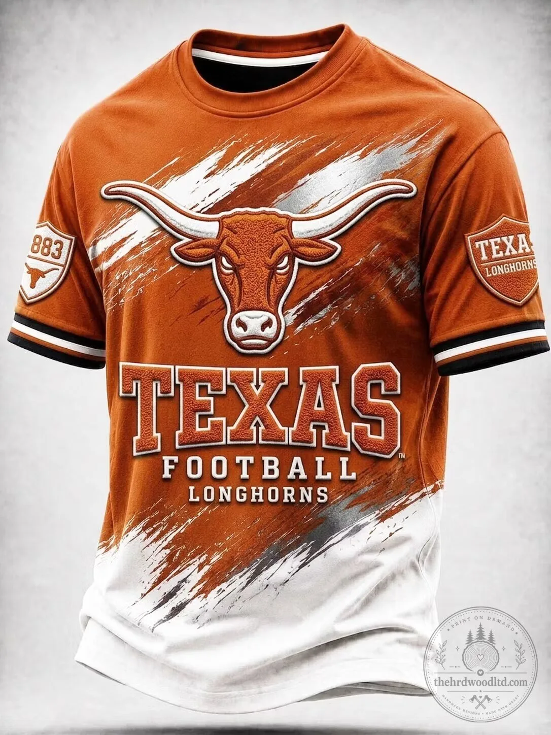 Texas Longhorns Football Team Orange and White Short Sleeve T-Shirt