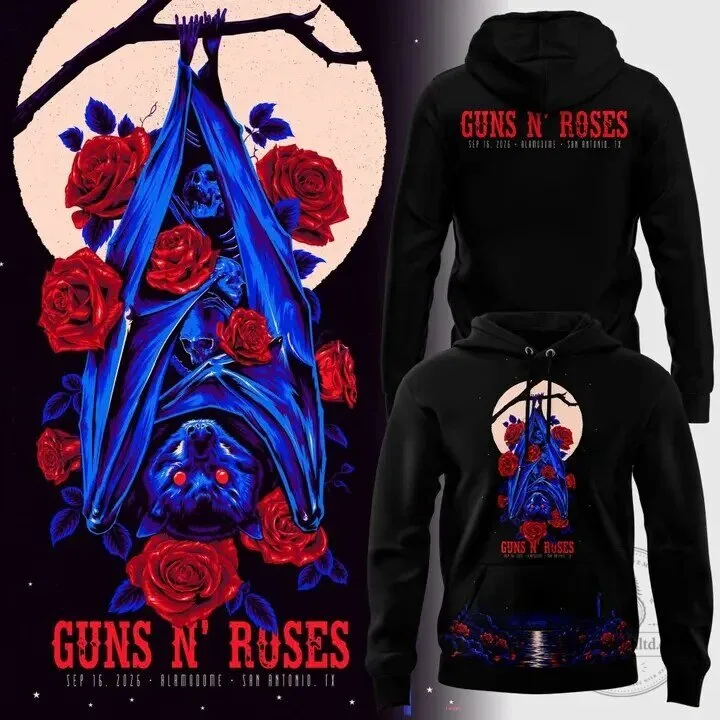 Guns N' Roses Alamodome San Antonio 2026 Tour Bat and Roses Hoodie