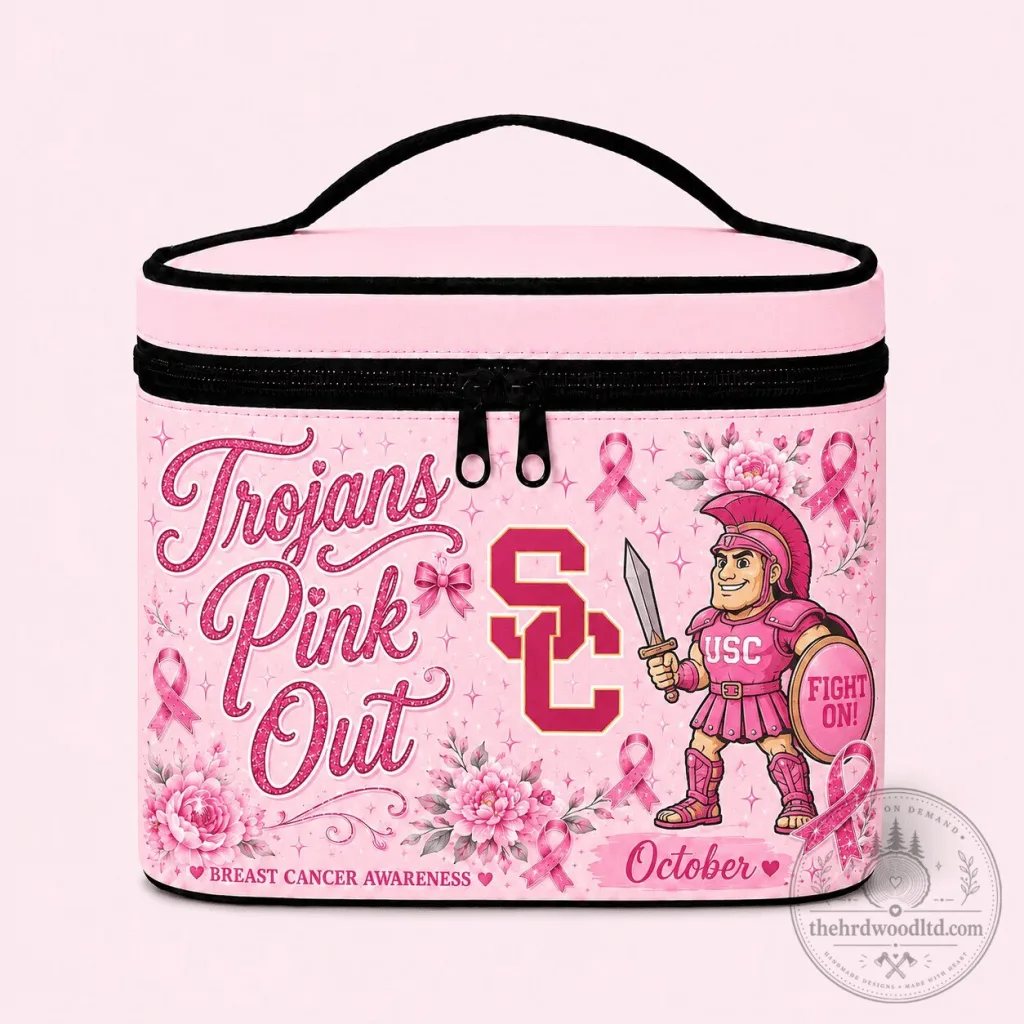 Breast Cancer Awareness Cosmetic Bag in USC Trojans Pink Out Design Breast Cancer Awareness Cosmetic Bag in USC Trojans Pink Out Design