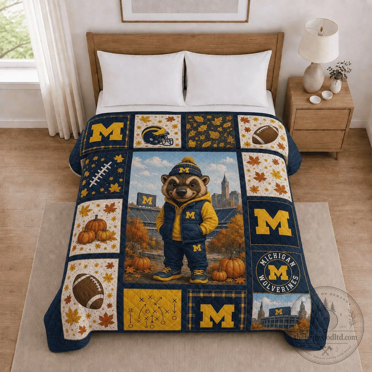 Michigan Wolverines Football Team Mascot Quilted Blanket