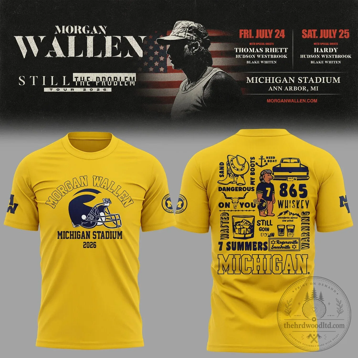 T-Shirt for the 2026 Still The Problem Tour by Morgan Wallen at Michigan Stadium