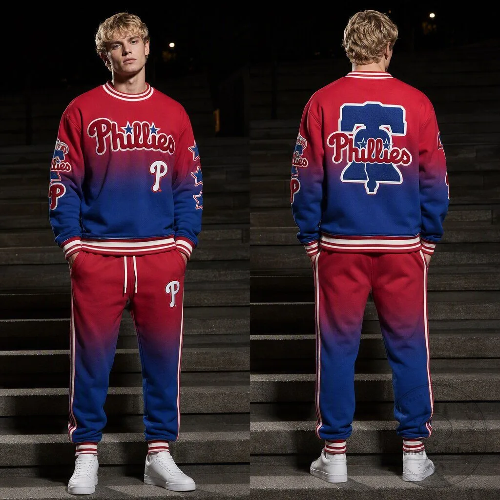Philadelphia Phillies Major League Baseball Team Gradient Crewneck Sweatshirt