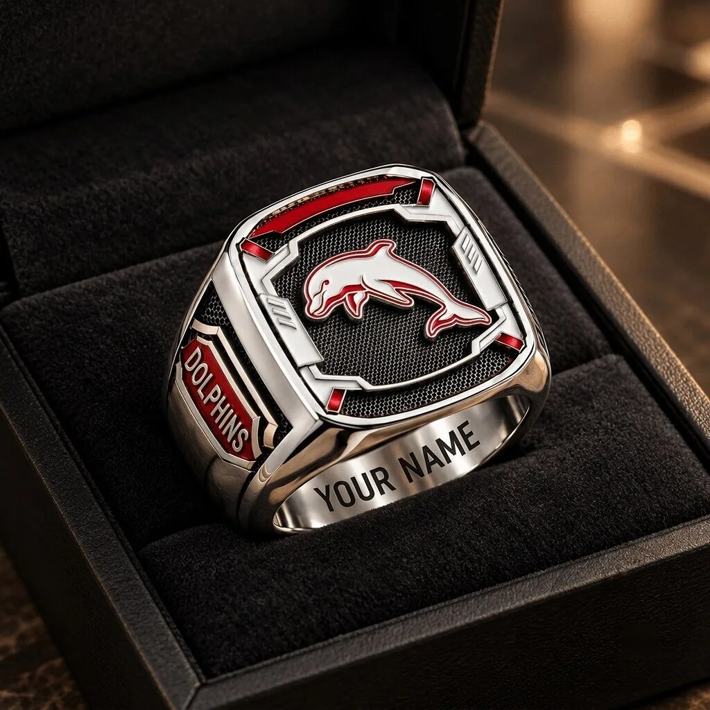 Dolphins National Rugby League Team Custom Engraved Fan Ring
