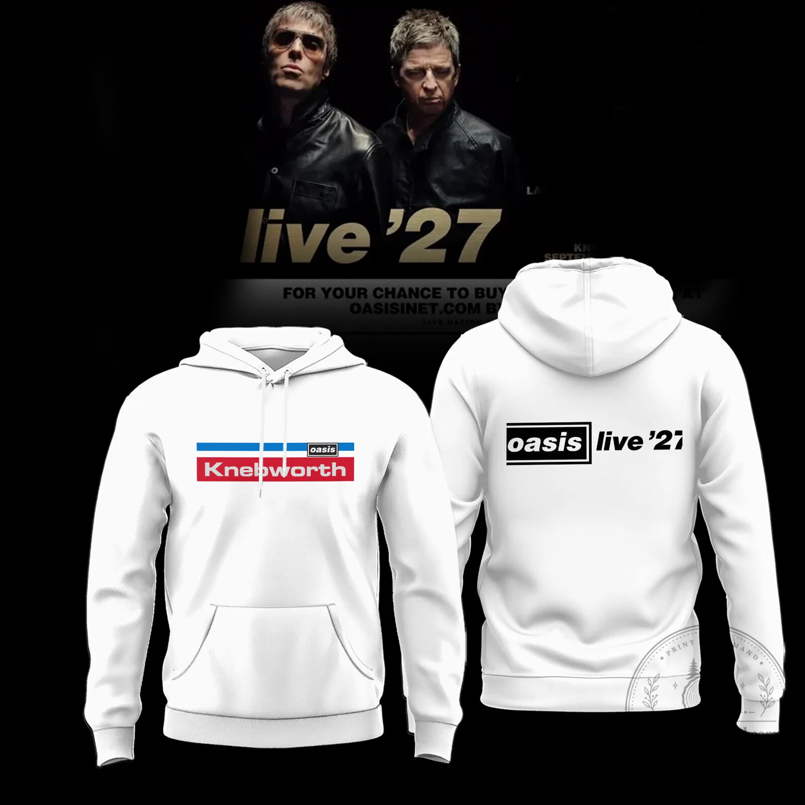 Oasis Knebworth 1996 Concert Live '27 Album Cover White Hoodie
