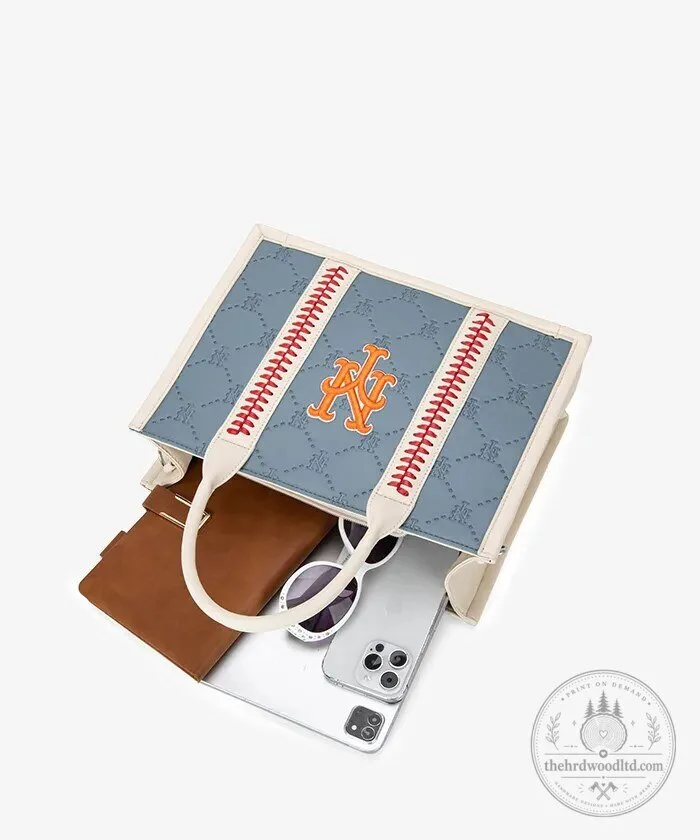 New York Mets Baseball Team Tote Bag with Embroidered Logo and Stitching 39 New York Mets Baseball Team Tote Bag with Embroidered Logo and Stitching