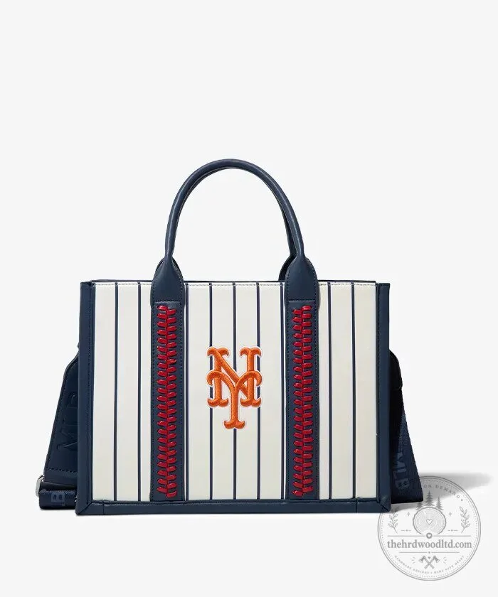 New York Mets Baseball Team Tote Bag with Embroidered Logo and Stitching 43 New York Mets Baseball Team Tote Bag with Embroidered Logo and Stitching