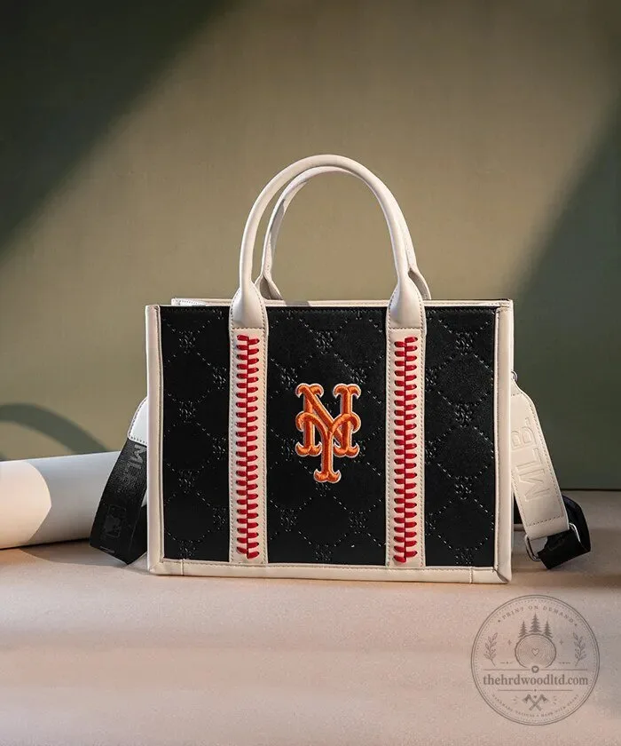 New York Mets Baseball Team Tote Bag with Embroidered Logo and Stitching 56 New York Mets Baseball Team Tote Bag with Embroidered Logo and Stitching