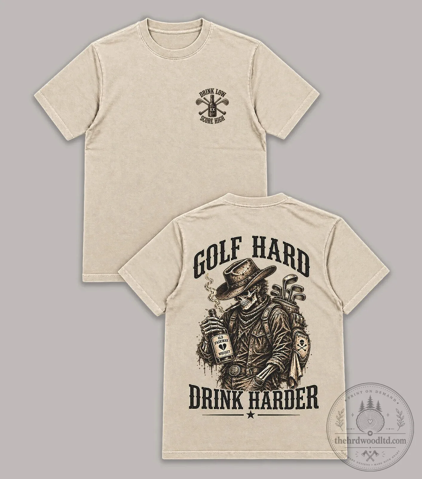 Golf Hard Drink Harder Skeleton Cowboy Shirt, Funny Golfing T-Shirt