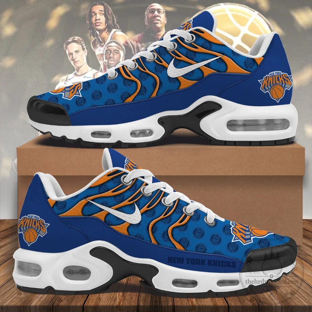 New York Knicks Basketball Team Logo Blue Orange Sports Shoes