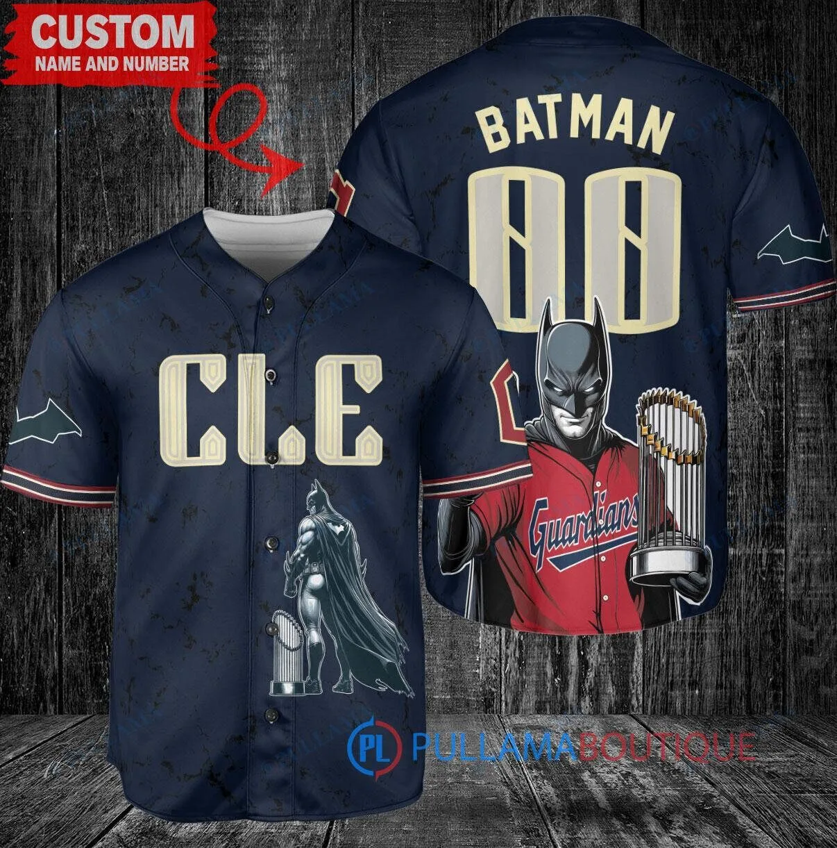 Batman Cleveland Guardians The Dark Knight World Series Trophy Baseball Jersey