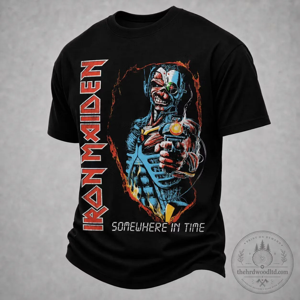 Iron Maiden Rock Band Shirt, Somewhere in Time Album Cover T-Shirt