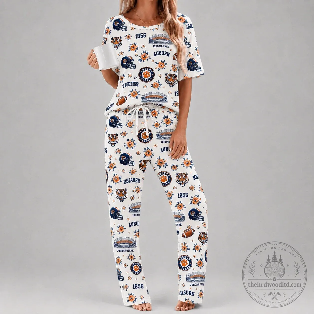 Auburn Tigers Floral Pattern Pajamas Set
