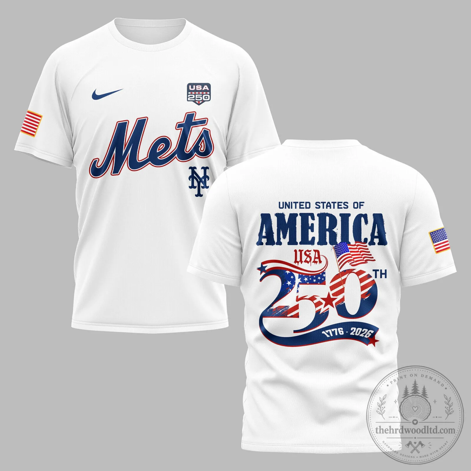 New York Mets 250 Years Of Freedom Commemorative T-Shirt
