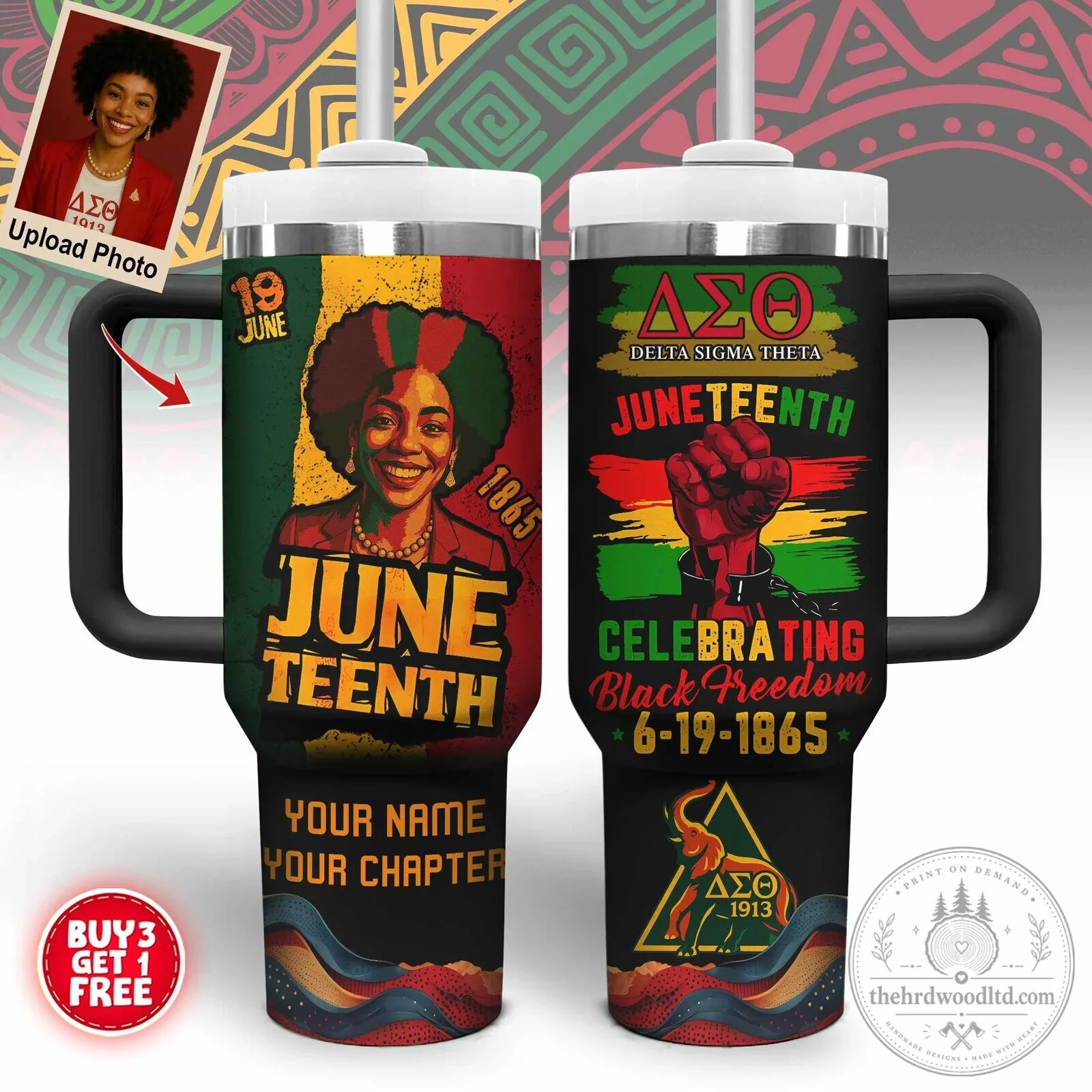 Delta Sigma Theta Juneteenth Celebrating Black Freedom Tumbler with Handle