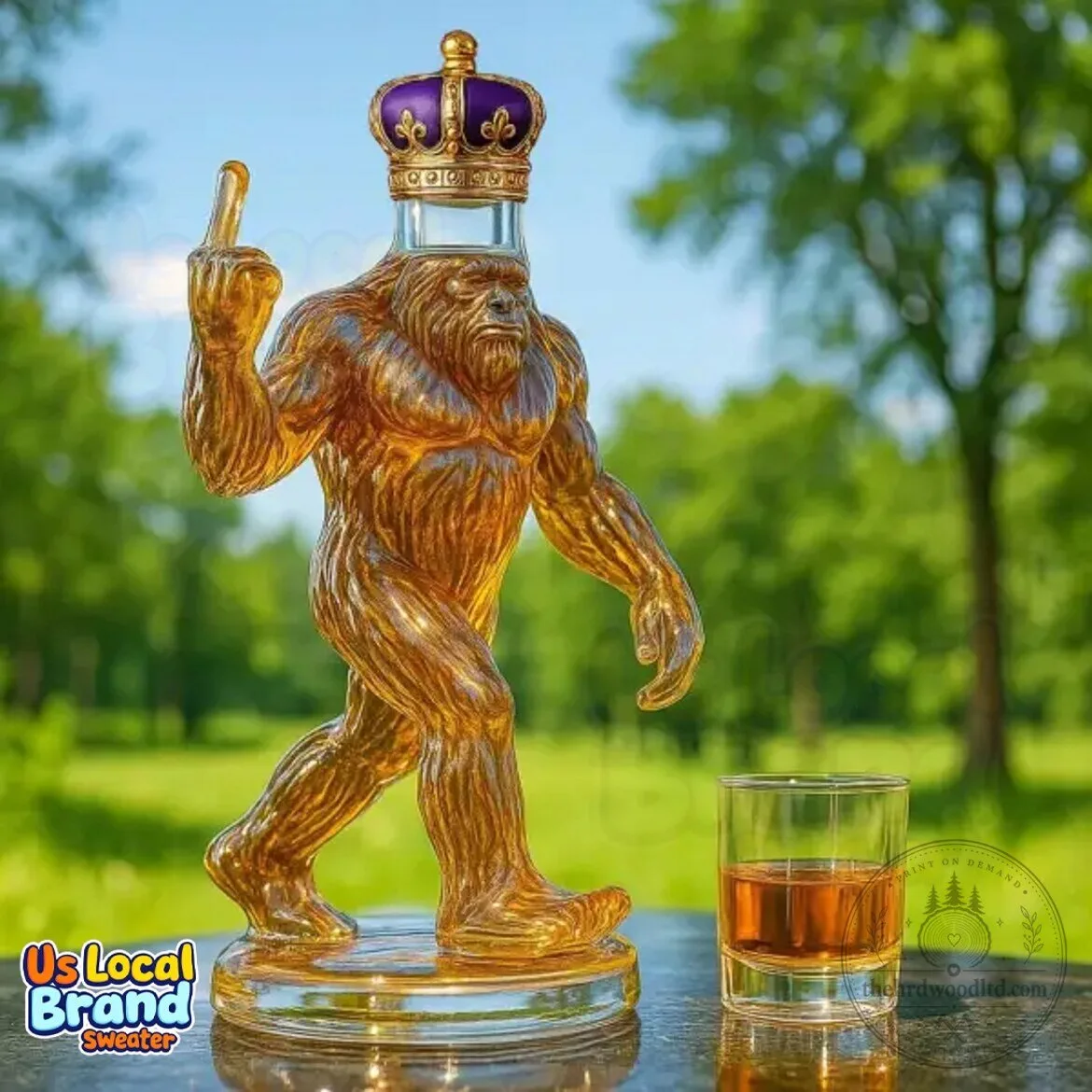 Bigfoot Middle Finger Crowned Whiskey Decanter Bottle