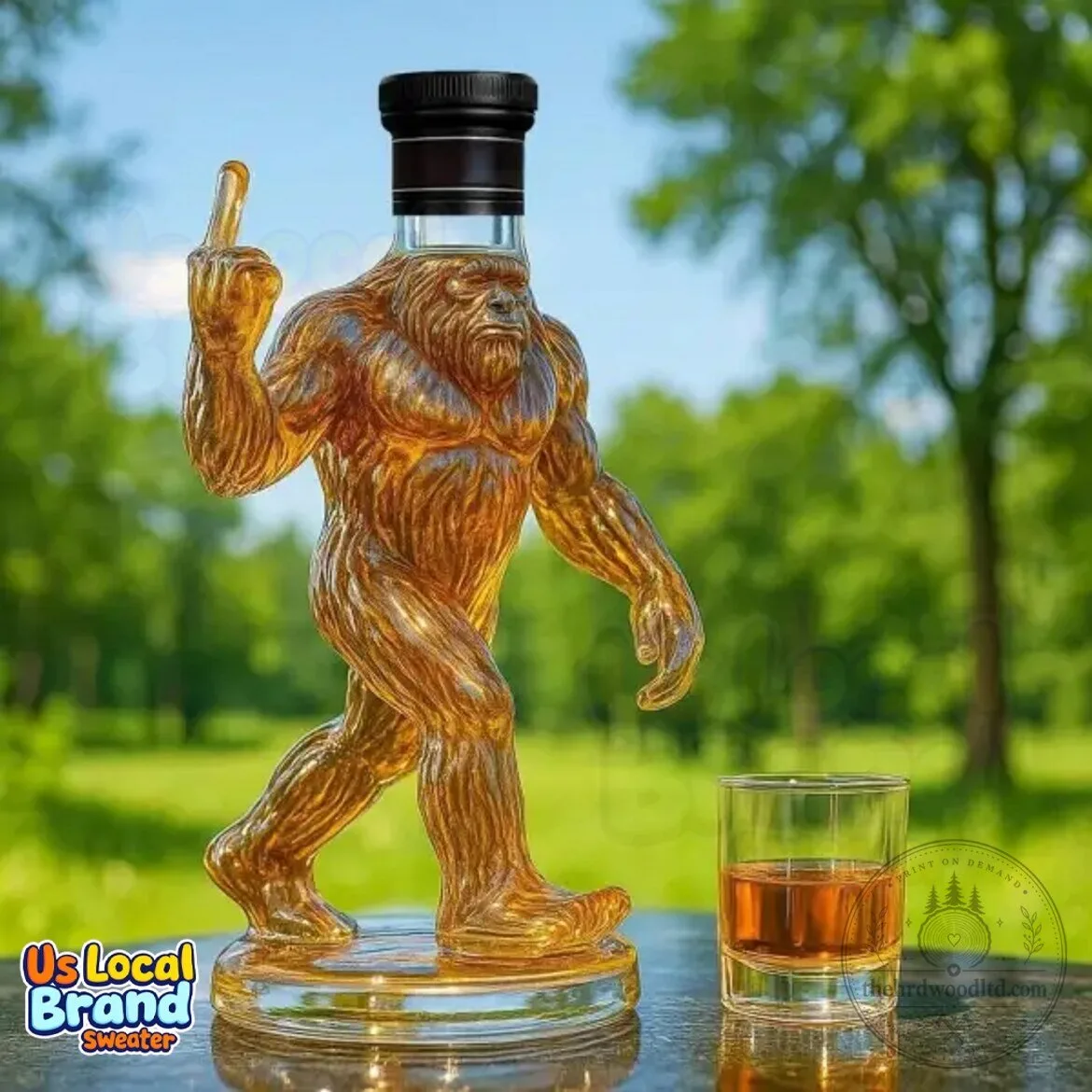 Bigfoot Middle Finger Crowned Whiskey Decanter Bottle 4 Bigfoot Middle Finger Crowned Whiskey Decanter Bottle