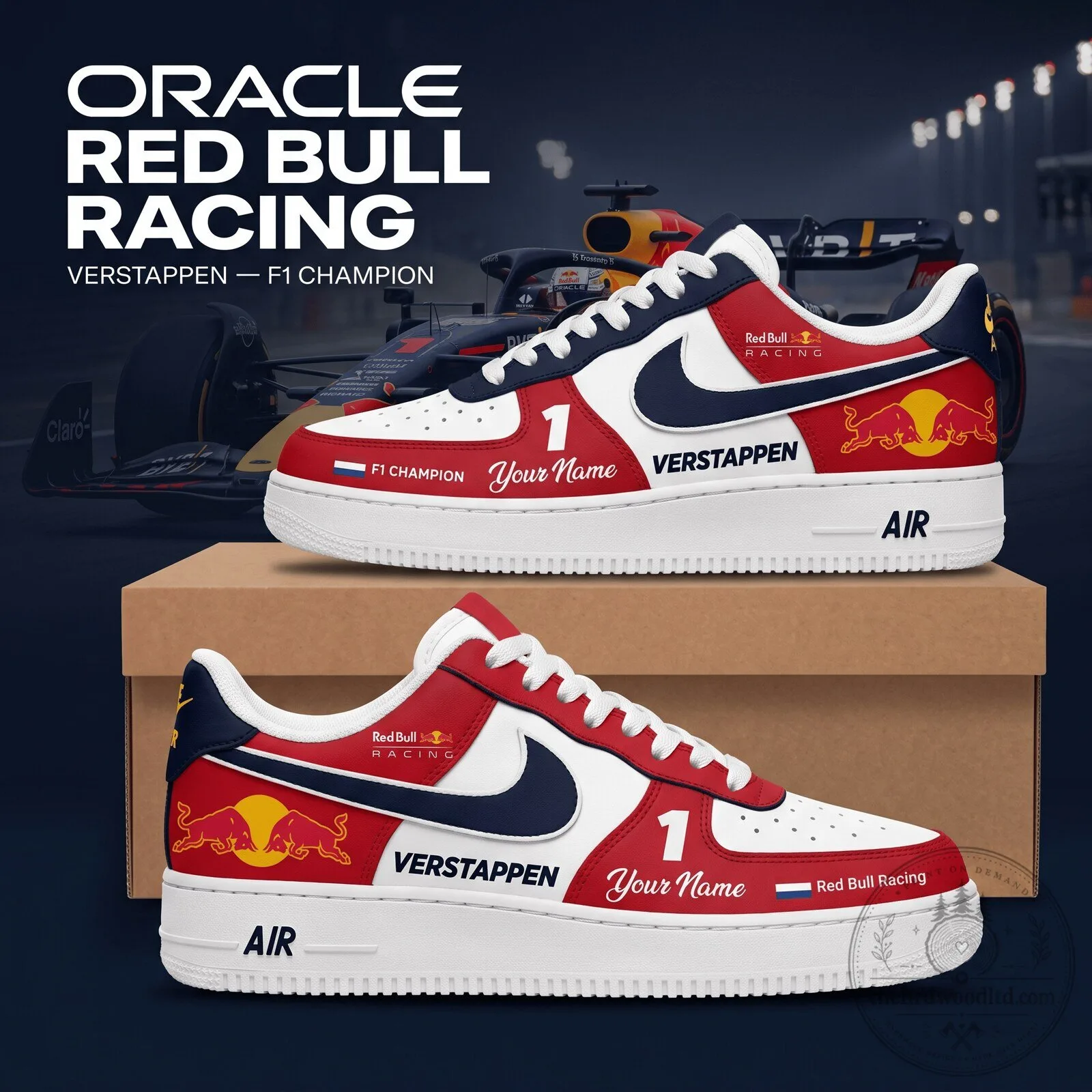 Oracle Red Bull Racing Max Verstappen F1 Champion Personalized Shoes