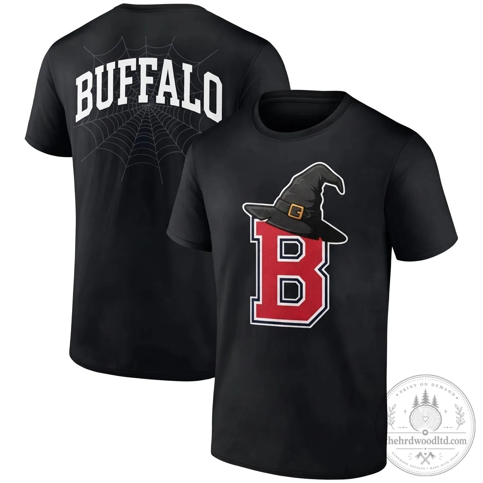 Buffalo Bills Halloween Witch Hat Logo Black Short-Sleeve T-Shirt