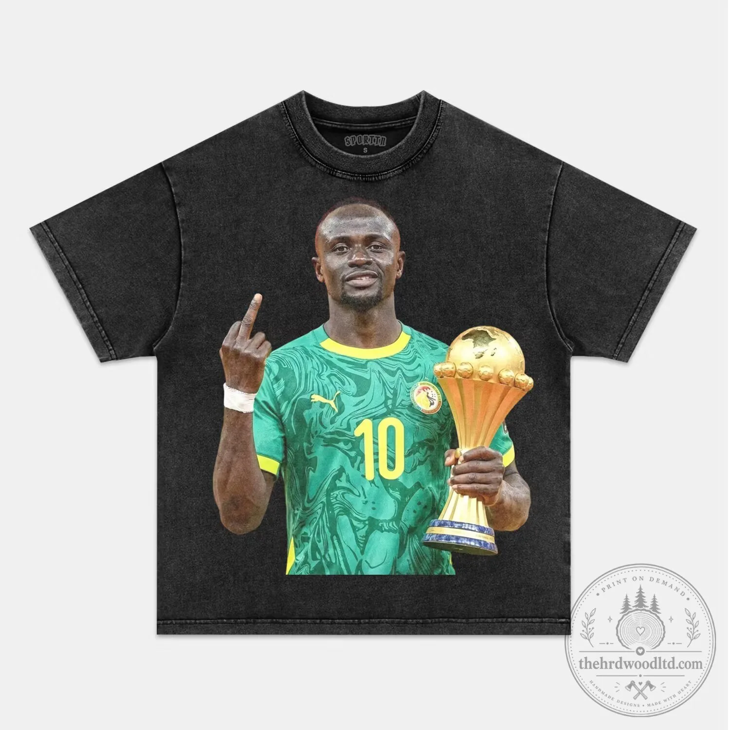 Sadio Mane Senegal Football Player Graphic Print Black Washed T-Shirt 1 Sadio Mane Senegal Football Player Graphic Print Black Washed T-Shirt