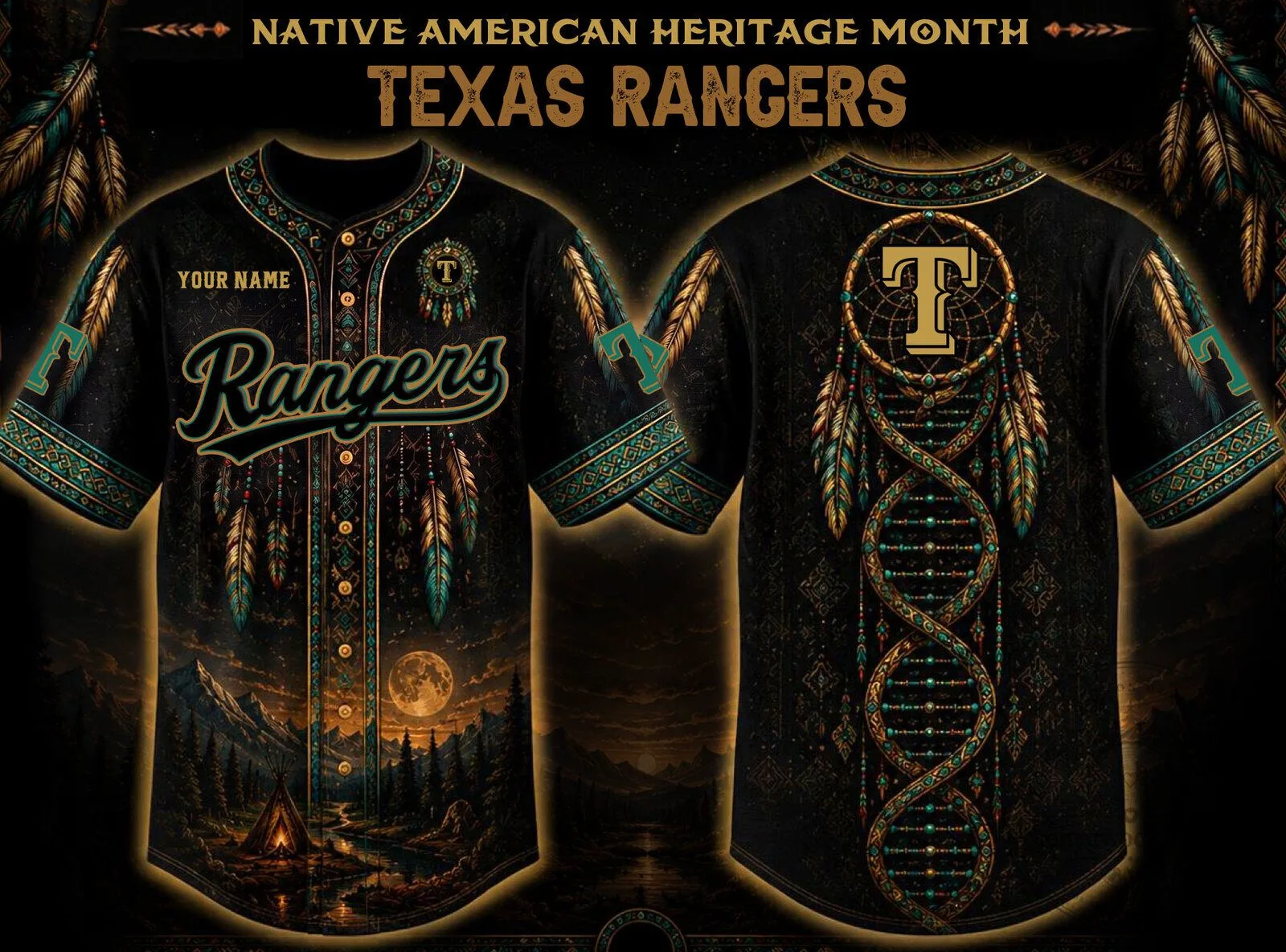 Texas Rangers Baseball Native American Heritage Month Personalized Jersey