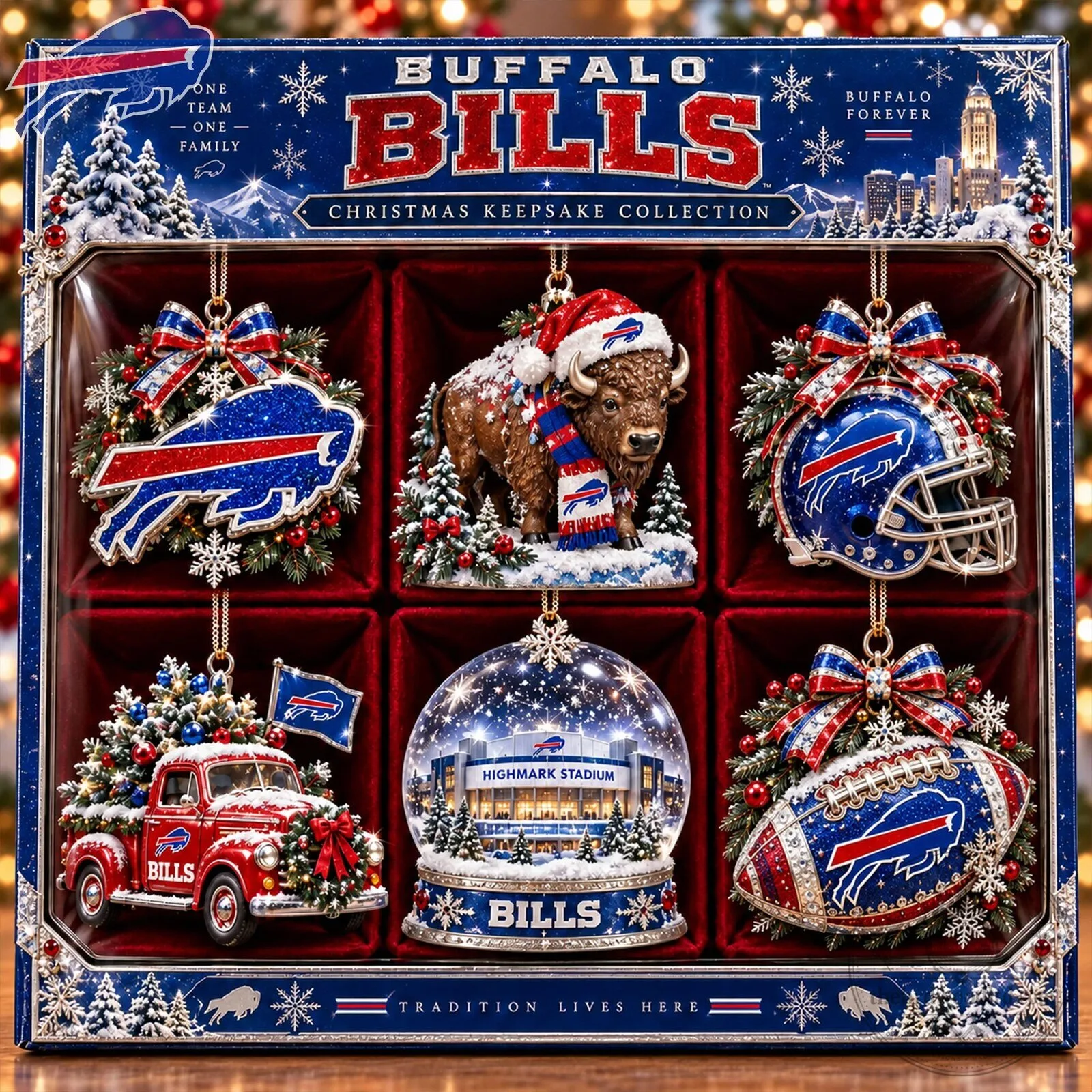 Buffalo Bills Christmas Keepsake Collection Holiday Ornaments Set