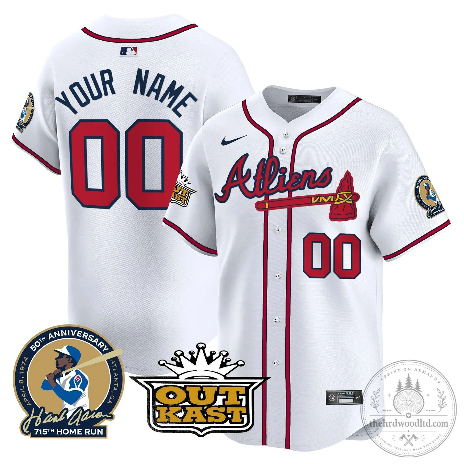 Atlanta Braves Outkast Atliens Baseball Jersey with Hank Aaron Patch 11 Atlanta Braves Outkast Atliens Baseball Jersey with Hank Aaron Patch