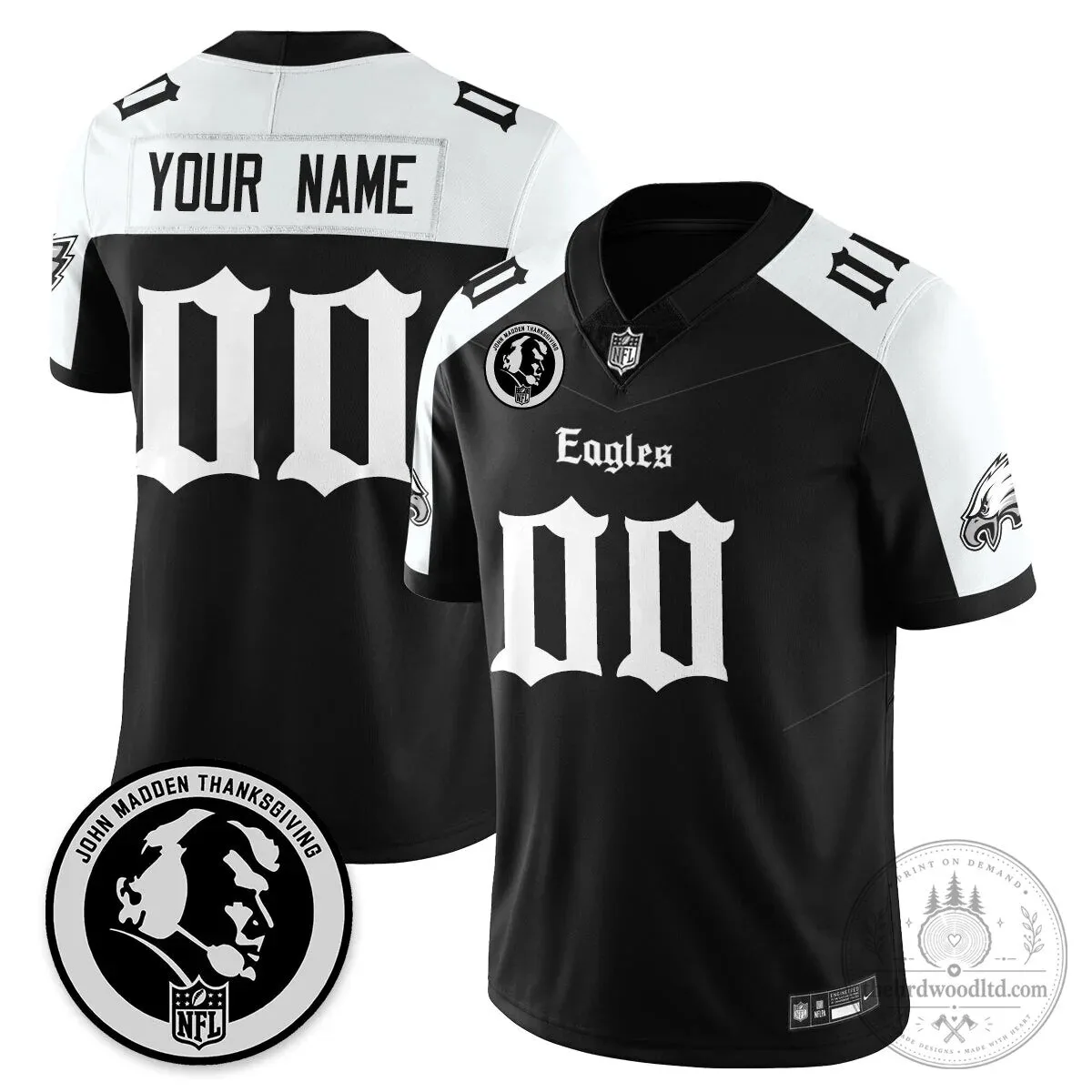 John Madden Philadelphia Eagles Black Football Jersey