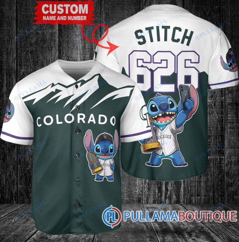 Colorado Rockies Baseball Stitch Lilo and Stitch World Series Champions Jersey