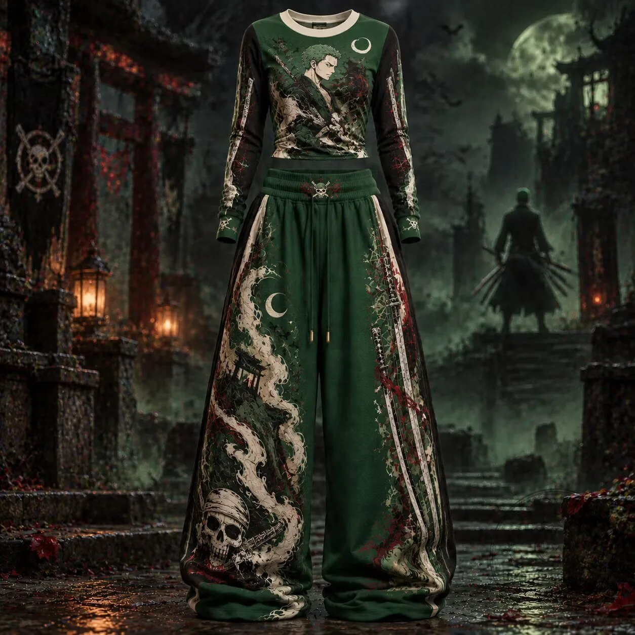 One Piece Roronoa Zoro Anime Manga Long Sleeve Shirt and Pants Set