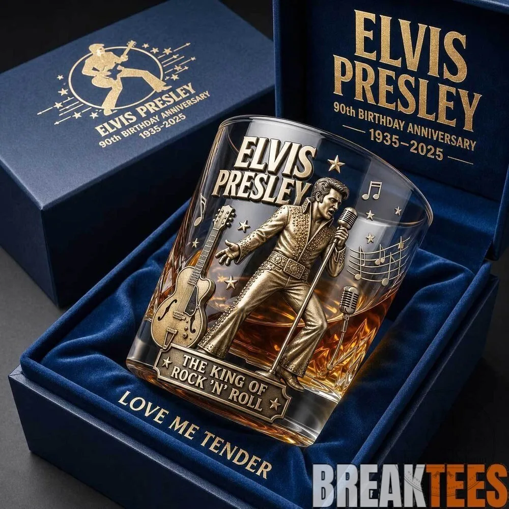Elvis Presley The King of Rock and Roll 90th Birthday Anniversary Whiskey Glass