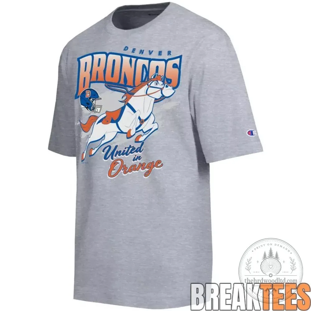 Denver Broncos United in Orange Mascot Graphic Gray T-Shirt 3 Denver Broncos United in Orange Mascot Graphic Gray T-Shirt