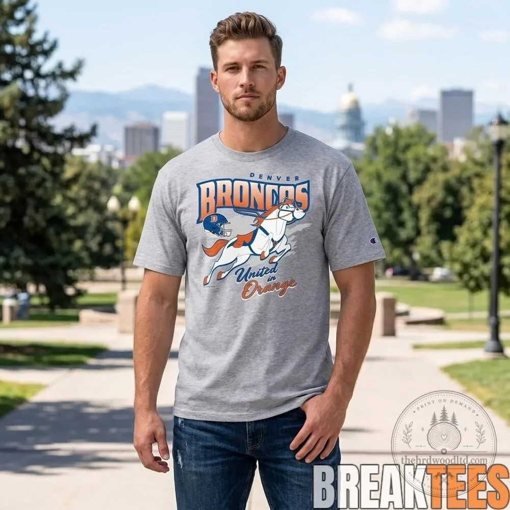 Denver Broncos United in Orange Mascot Graphic Gray T-Shirt 5 Denver Broncos United in Orange Mascot Graphic Gray T-Shirt