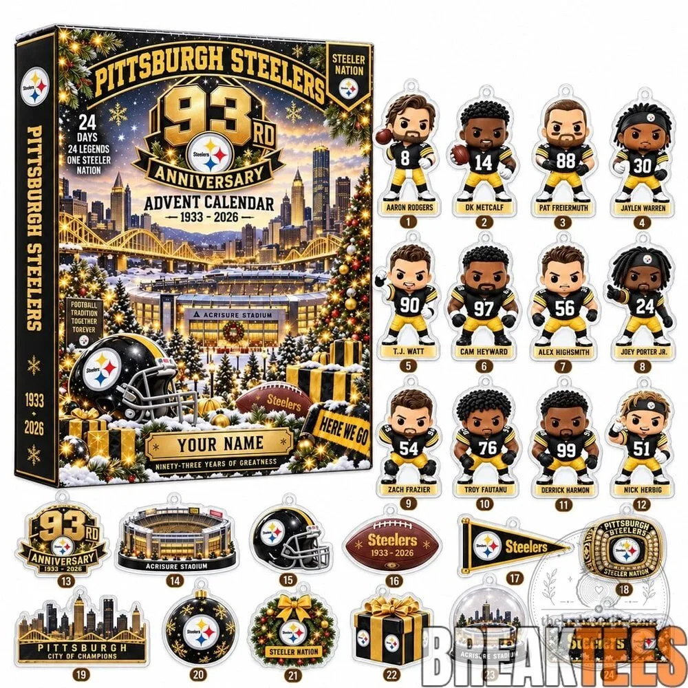 Pittsburgh Steelers 93rd Anniversary Custom Name Advent Calendar with 24 Collectible Charms