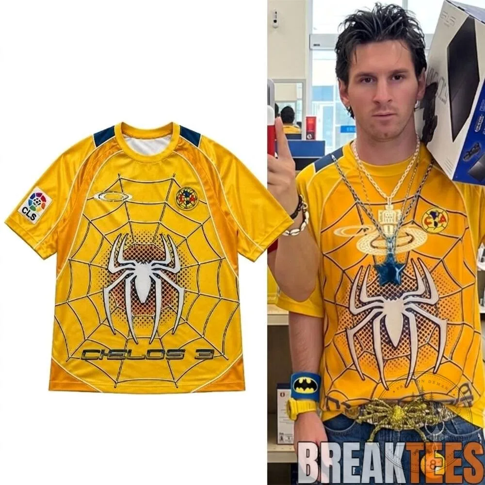 Club America Spider-Man Cielos 3 Yellow Soccer Jersey 2 Club America Spider-Man Cielos 3 Yellow Soccer Jersey